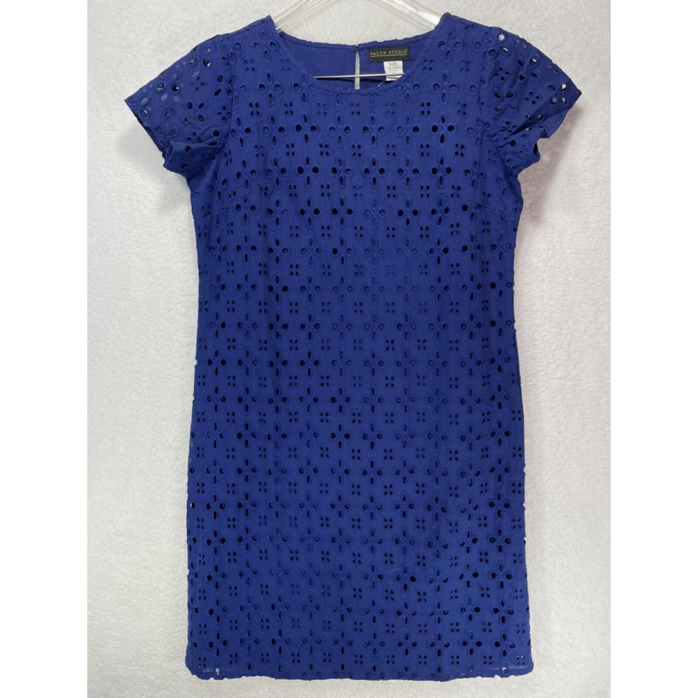 Salon Studio Women's size PS Short Sleeve Knee Length Blue Dress NWOT‎